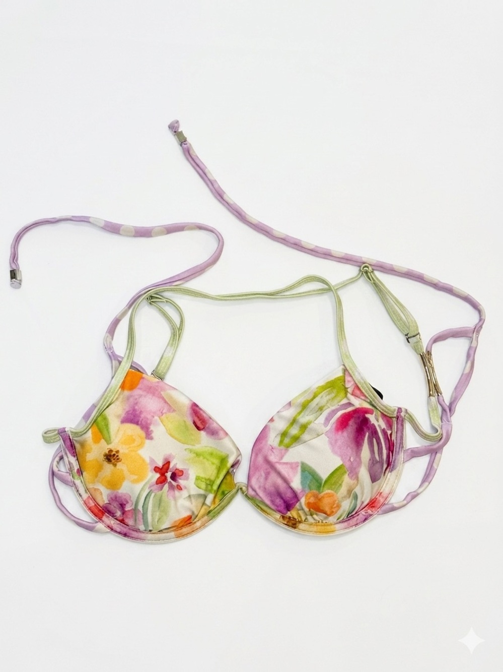 Watercolor Floral Bikini Top River Island
Underwire Multi-Strap Gold Hardware 10